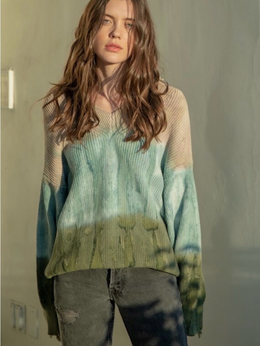 Young Fabulous & Broke YFB Ombre Run Away Distress Sweater Tie Dye